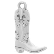 Pendentif Santiag botte de cowboy 22x14 mm - Placage Argent fin vieilli x1