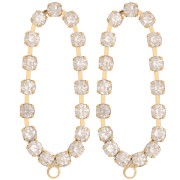 Clous d'oreilles ovales 36x15 mm avec oxydes zirconium -Doré - Crystal x2|raw }}