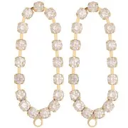 Clous d'oreilles ovales 36x15 mm avec oxydes zirconium -Doré - Crystal x2