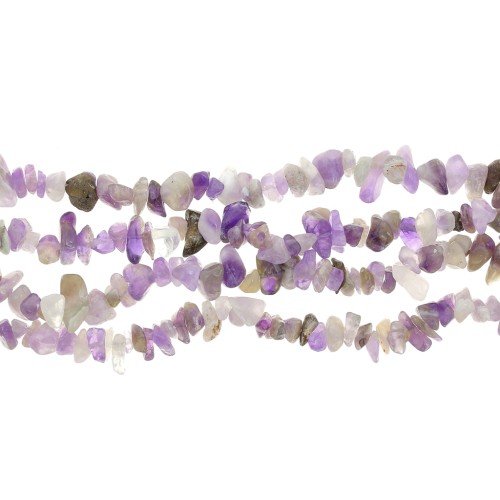Perles chips 8 - 11 mm en pierre gemme  teintée - Amethyste x 80 cm