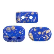 Perles en verre Lipsi® par Puca® 4x6 mm - Opaque Sapphire Gold Splash x10g