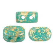 Perles en verre Lipsi® par Puca® 4x6 mm - Opaque Green Turquoise Gold Splash x10g|raw }}