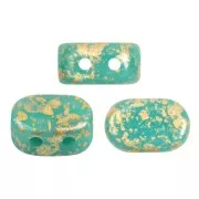 Perles en verre Lipsi® par Puca® 4x6 mm - Opaque Green Turquoise Gold Splash x10g