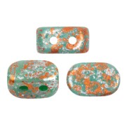 Perles en verre Lipsi® par Puca® 4x6 mm - Opaque Green Turquoise Tweedy x10g