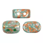 Perles en verre Lipsi® par Puca® 4x6 mm - Opaque Green Turquoise Tweedy x10g