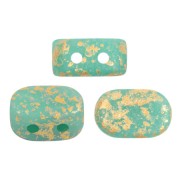 Perles en verre Lipsi® par Puca® 4x6 mm - Op Green Turquoise Gold Splash Mat x10g|raw }}