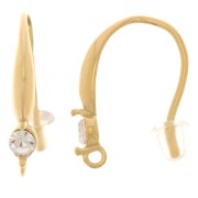 Crochets d'oreilles design 18 mm avec oxyde de zirconium - Acier inox 304L Doré x2|raw }}