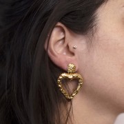 Clous d'oreilles trapèze martelés 11x9 mm - Acier inoxydable 304L Doré x2