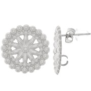 Clous d'oreilles rosace 17 mm avec petites boules - Acier inoxydable 304L x2