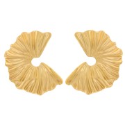 Boucles d'oreilles demi-cercle effet plissé 36.5 mm Acier inoxydable 304L Doré x2|raw }}