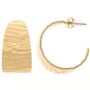 Créoles ouvertes large 25 mm martelés - Acier inoxydable 304L Doré x2