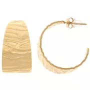 Créoles ouvertes large 25 mm martelés - Acier inoxydable 304L Doré x2