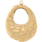 Pendentifs ovales évidés martelés 27x21 mm - Acier inoxydable 304L Doré x2|raw }}
