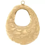Pendentifs ovales évidés martelés 27x21 mm - Acier inoxydable 304L Doré x2