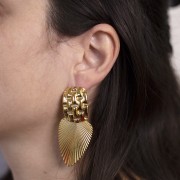 Pendentif feuille 41x28 mm effet plissé - Acier inoxydable 304L Doré x1