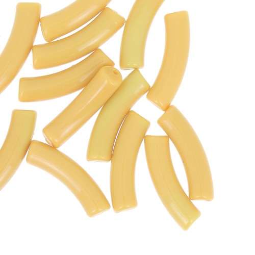 Perles tube incurvé 32x8 mm en acrylique opaque - Ocre x6