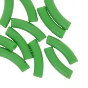 Perles tube incurvé en acrylique opaque 32x8 mm - Vert x6