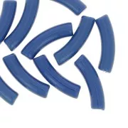 Perles tube incurvé 32x8 mm en acrylique opaque - Bleu jean x6