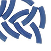 Perles tube incurvé en acrylique opaque 32x8 mm - Bleu jean x6