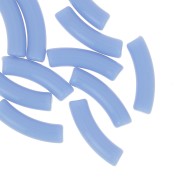 Perles tube incurvé en acrylique opaque 32x8 mm - Bleu ciel x6|raw }}