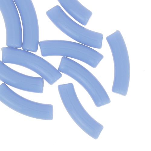 Perles tube incurvé 32x8 mm en acrylique opaque - Bleu ciel x6