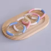 Perles tube incurvé 32x8 mm en acrylique opaque - Bleu ciel x6