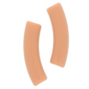 Perles tube incurvé en acrylique opaque 32x8 mm - Marron clair x6