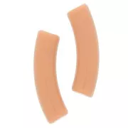 Perles tube incurvé en acrylique opaque 32x8 mm - Marron clair x6