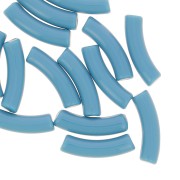Perles tube incurvé 32x8 mm en acrylique opaque - Bleu x6