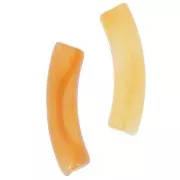 Perles tube incurvé en acrylique transparente 32x8 mm - Marbré Abricot x6