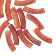 Perles tube incurvé en acrylique transparente 32x8 mm - Marbré Brique x6