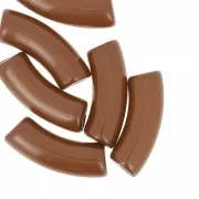Perles tube incurvé en acrylique opaque 35x11 mm - Marron x6