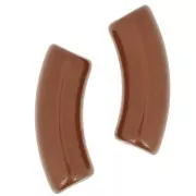 Perles tube incurvé en acrylique opaque 35x11 mm - Marron x6