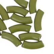Perles tube incurvé 35x11 mm en acrylique opaque - Olive x6