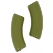 Perles tube incurvé 35x11 mm en acrylique opaque - Olive x6