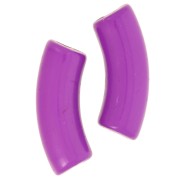 Perles tube incurvé 35x11 mm en acrylique opaque - Prune x6