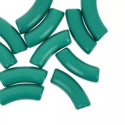 Perles tube incurvé en acrylique opaque 35x11 mm - Vert bouteille x6|raw }}