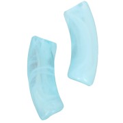 Perles tube incurvé en acrylique transparente 35x11 mm Marbré Turquoise - Blanc x6