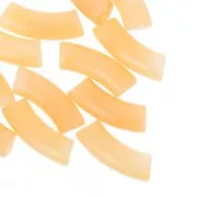 Perles tube incurvé en acrylique transparente 35x11 mm - Marbré Abricot x6