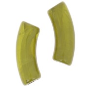 Perles tube incurvé en acrylique transparente 35x11 mm - Marbré Olive x6