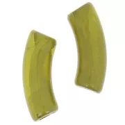 Perles tube incurvé en acrylique transparente 35x11 mm - Marbré Olive x6