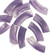 Perles tube incurvé en acrylique transparente 35x11 mm - Marbré Violet foncé x6