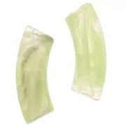 Perles tube incurvé en acrylique transparente 35x11 mm - Marbré Vert anis x6