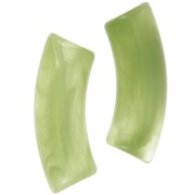 Perles tube incurvé 35x11 mm en acrylique transparente - Marbré Vert pomme x6