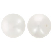 Cabochons semi-percés 10,5 mm - Perles d'eau douce Blanc Irisé x2
