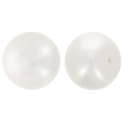 Cabochons semi-percés 10,5 mm - Perles d'eau douce Blanc Irisé x2