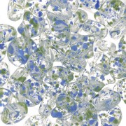 Perles en verre Ginko Duo 2 trous 7.5x7.5 mm - Confetti Discolor Splash Blue x10g