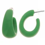 Créoles larges 27 mm en résine opaque - Vert sapin x2