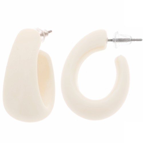 Créoles larges 27 mm en résine opaque - Ecru x2