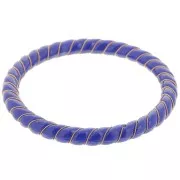 Bracelet jonc torsadé en résine opaque avec fil doré 64 mm - Bleu foncé x1